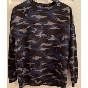 Athleta Studio to Street Blue Camo Crewneck Sweatshirt - Size Medium